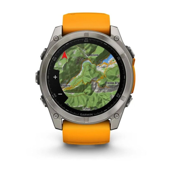 Умные часы Garmin Fenix 8 51mm Amoled Sapphire Lens DLC Титановый с оранжевый ремешком